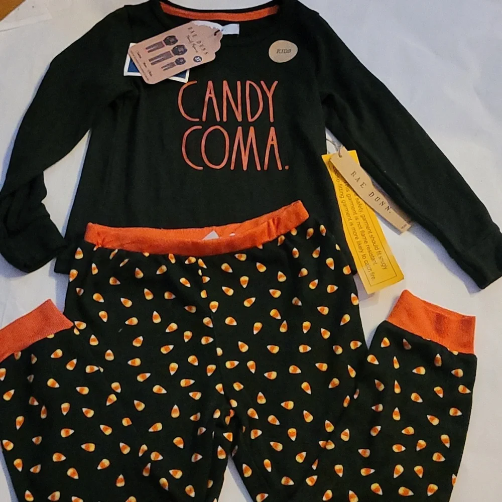 NWT Rae Dunn Halloween Toddler Candy Corn Pajamas 3T
